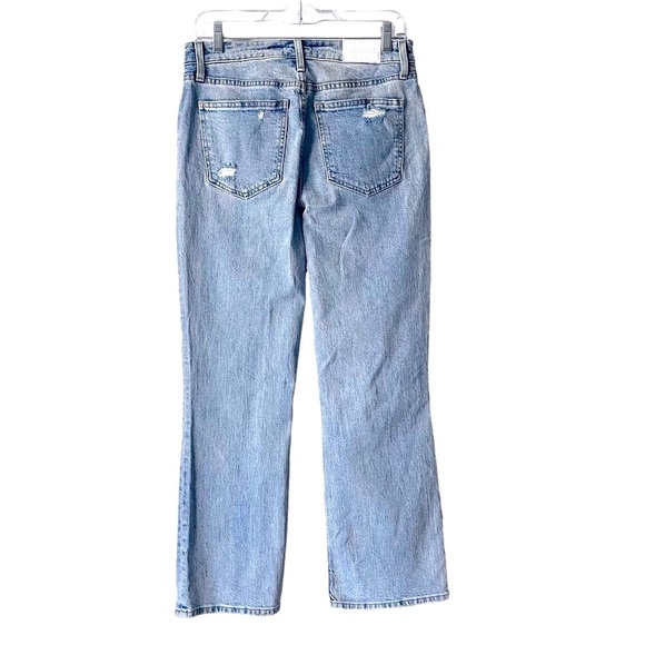 PISTOLA High Rise Straight Leg Crop Distressed Light Wash Zip Fly Jeans 28” Blue - Picture 6 of 10